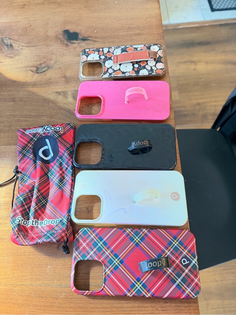 iPhone 14 Pro MaLoopy Case Phone Case Bundle - Pink, Black, White, Plaid + Walli